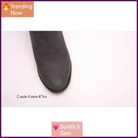 Women's Chunky Heel Ankle Boots Size 12 Faux Suede Fall Booties - Picture 7 of 7